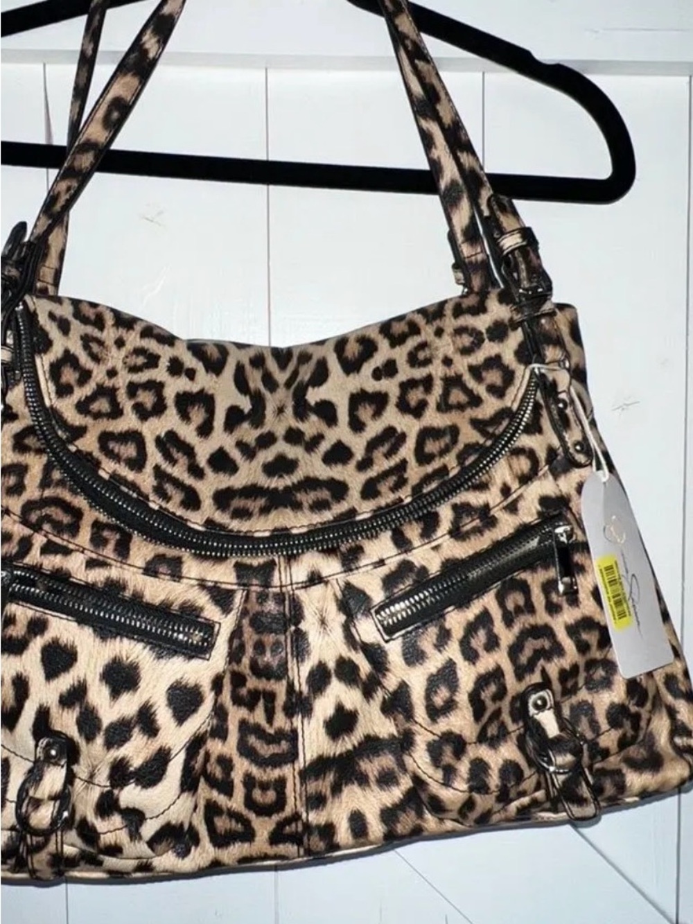 Jessica Simpson Leopard-Print Shoulder Bag in Tan and Black